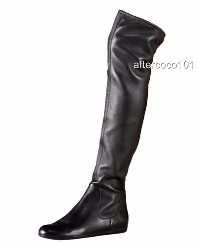 PRADA Black Heel Logo Leather over knee boots UK6 EU39 US9 New Auth - Picture 8 of 8
