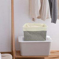 Reusable Cotton Linen Storage Basket for Laundry and Sundries with Handles