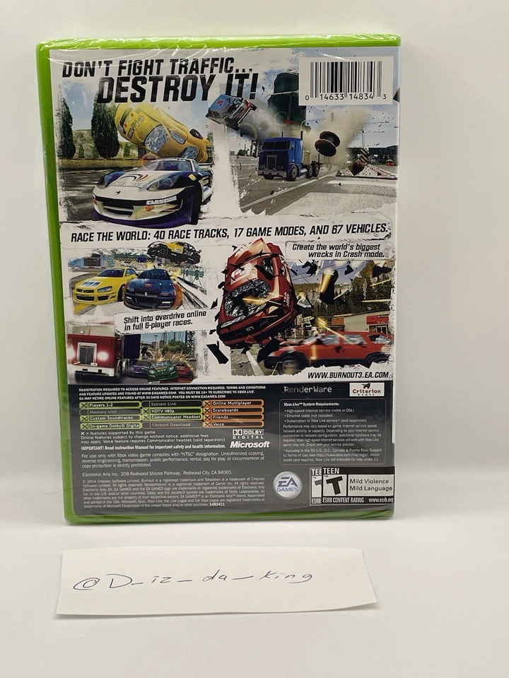 Burnout 3 Takedown Black Label Factory Sealed 2004 Xbox EA Games - Image 2 of 4