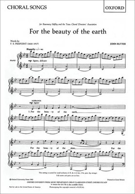 For The Beauty Of The Earth | John Rutter | Noten | Oxford Choral Songs | 1980