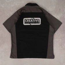 Red Kap Vintage Creative Consortium Workwear Shirt L Men's Black Back Print