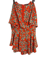Womens Red Floral Tunic Print Boohoo Dress, US Size 16