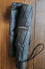 LONDON FOG UMBRELLA NAVY BLUE GREEN CHECK MANUAL OPEN New