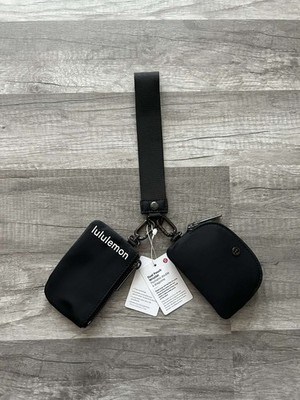 Lululemon Dual Pouch Wristlet Keychain Wallet Black and White