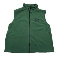 USA Olympics Fleece Vest Green Full Zip Adult Medium