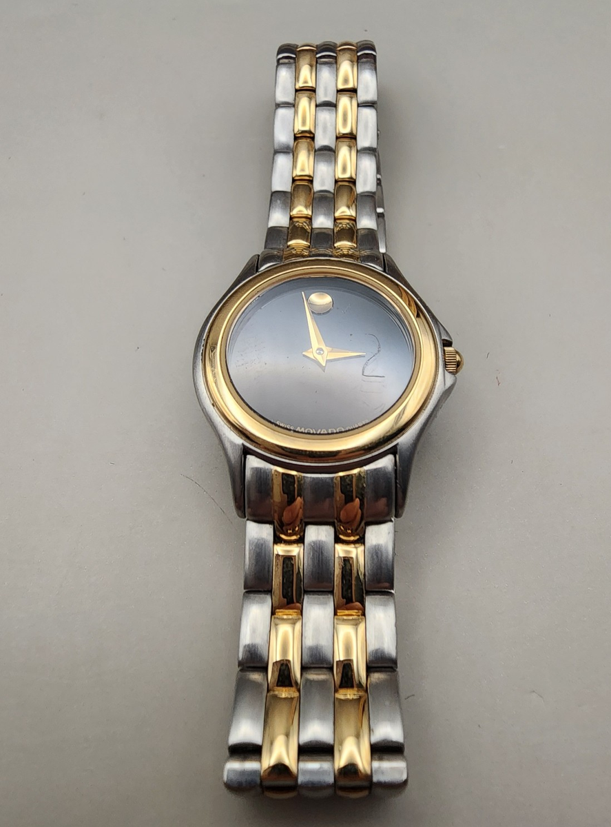 Vintage Movado Museum Two-Tone Watch - Black Dial - Quartz - Ref