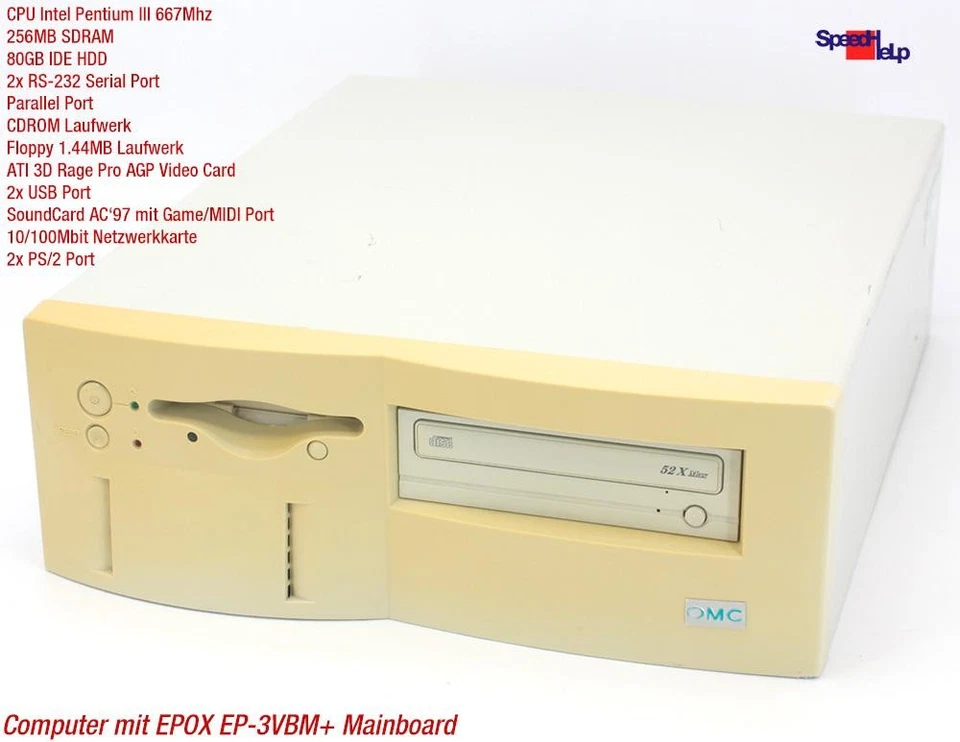 Isa Ranura Ordenador EPOX Ep-3vbm + PC Paralelo Pentium 3 III Windows 98 Lpt Com - Imagen 2 de 4