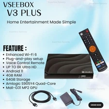 VSeeBox V3 Plus Android TV Box 💥 64GB 💥 Voice Remote 💥 4K UHD 💥Fast Shipping