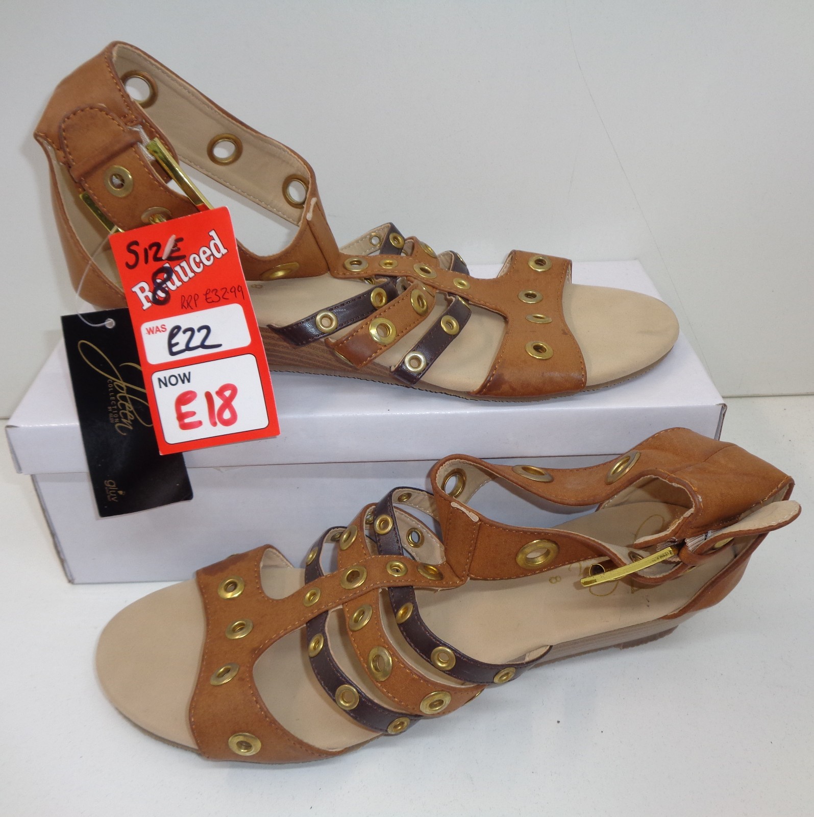 APL Sandali estivi Gluv donna cammello ballerine mules gladiatore scarpe nuove taglia 8