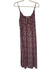 Old Navy Midi Dress Large Floral Print Cami Black Pink Bohemian Hippie Cottage