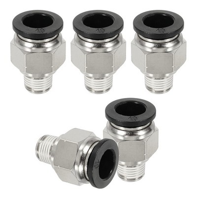 5 Pcs NPT Male 10mm Tube OD x 1/8'' NPT Thread Push to Connect Fittings, Black