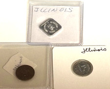Tax Token Lot x3 Illinois IL 1 and a Half Mills, 1/4th, Square & Round