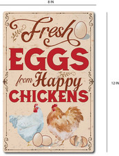 Fresh Eggs Country Sign Farm Chicken Farmhouse Decor Metal EGGS Vintage Rustic