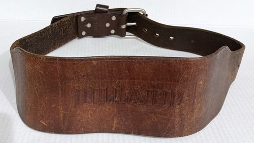 Vintage Billard Leather Weightlifting Belt Brown Men's Metal Buckle Gym Training