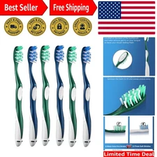 6-Pack Extra Hard Bristle Toothbrushes with Ergonomic Handle & Tongue Cleaner