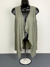 Chicos Womens Size 1 Green Sleeveless Open Waterfall Vest Cardigan