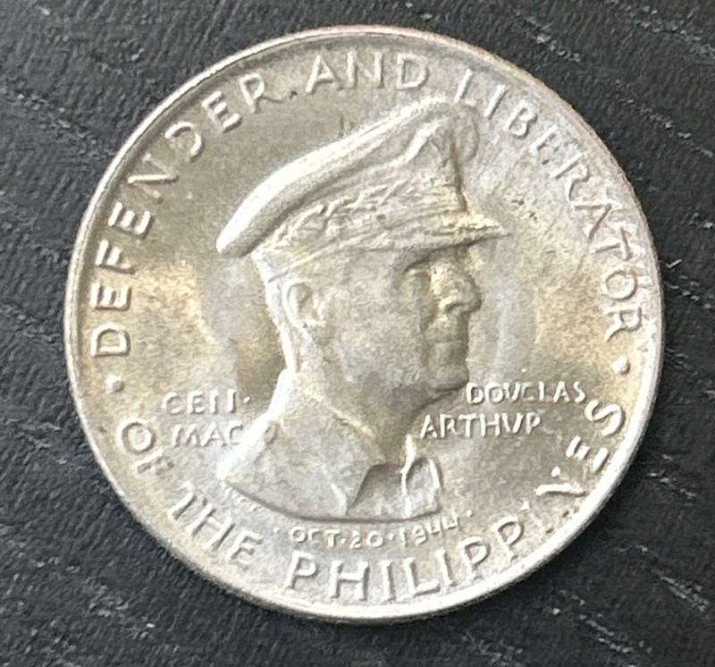 1947 S PHILIPPINES 50 CENTAVOS SILVER COIN GENERAL DOUGLAS MACARTHUR