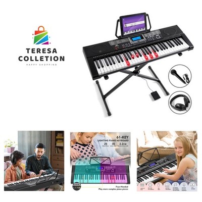 Piano Keyboard, 61 Key Learning Keyboard Piano with Lighted Up Keys, Electric...