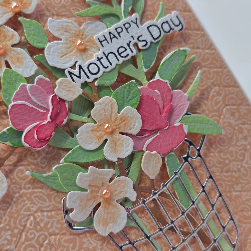 Handmade Greeting Card ocbrandy happy mothers day mom pink orange basket - Image 2 of 2