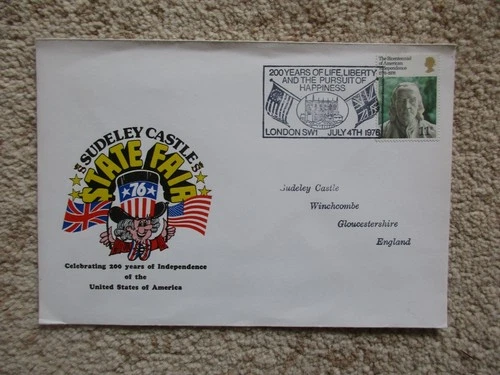 1976 USA BICENTENARY OFFICIAL COVER SUDELEY CASTLES STATE FAIR DATED 4 JULY 1976