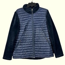 32 Degrees Heat Puffer Fur Jacket Packable Womens Size Large Blue