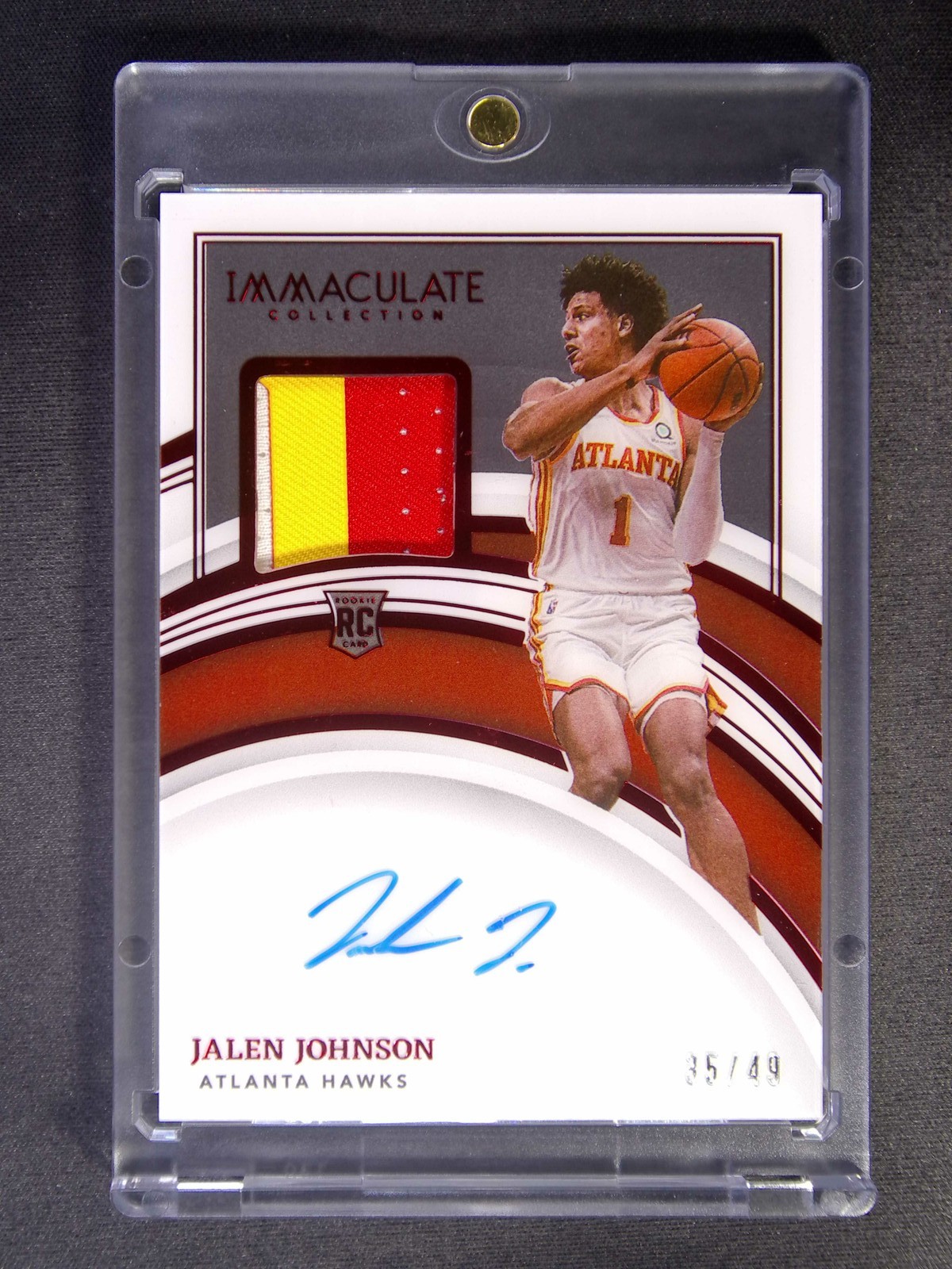 2021-22 Panini Immaculate Jalen Johnson #106 RC Rookie Patch Auto RPA Red /49