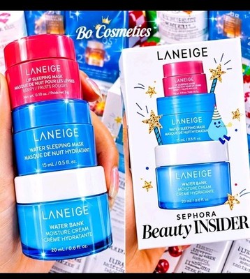 3×set LANEIGE Mini Skin Care Set Lip Sleeping Mask, Water  & Moisturizer