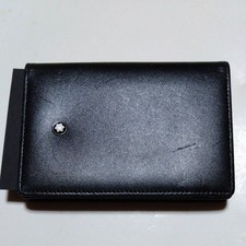 MONTBLANC Card Case Leather Black AXA Logo Business Card Holder Box