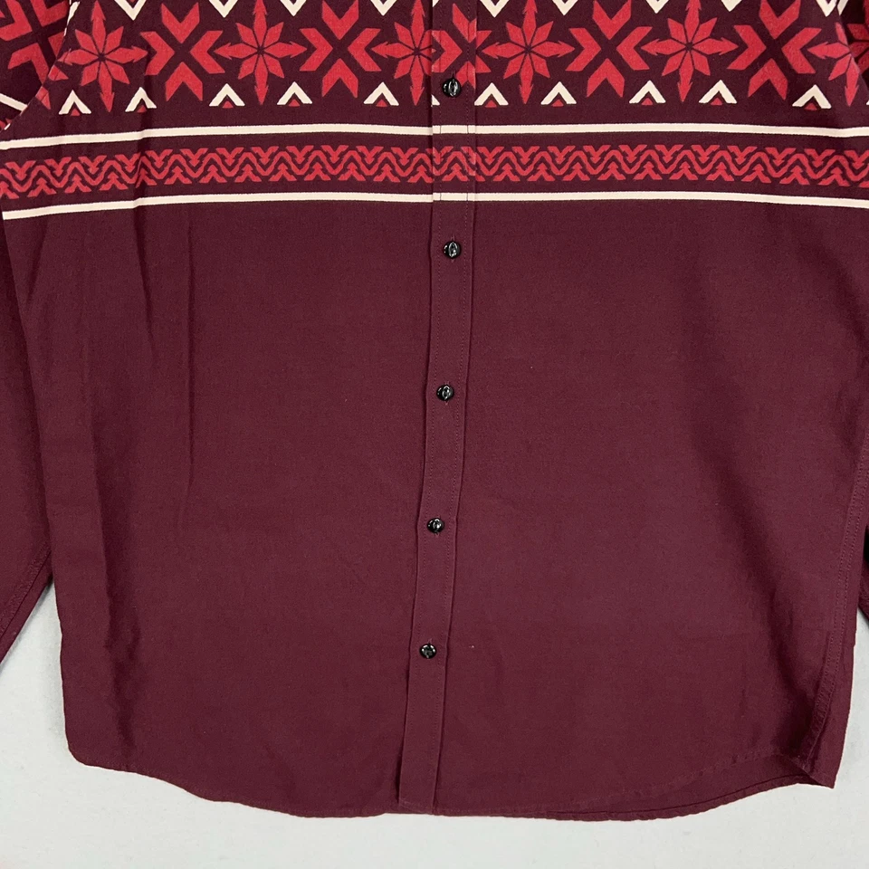 Levis Shirt Mens XL Modern Fit Red Aztec Print Long Sleeve Button Up Western - Image 3 of 4