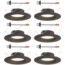 LED Recessed Ceiling Lights 6 Pack, 5/6 Inch 5CCT Metal Light Fixture Set, Di...