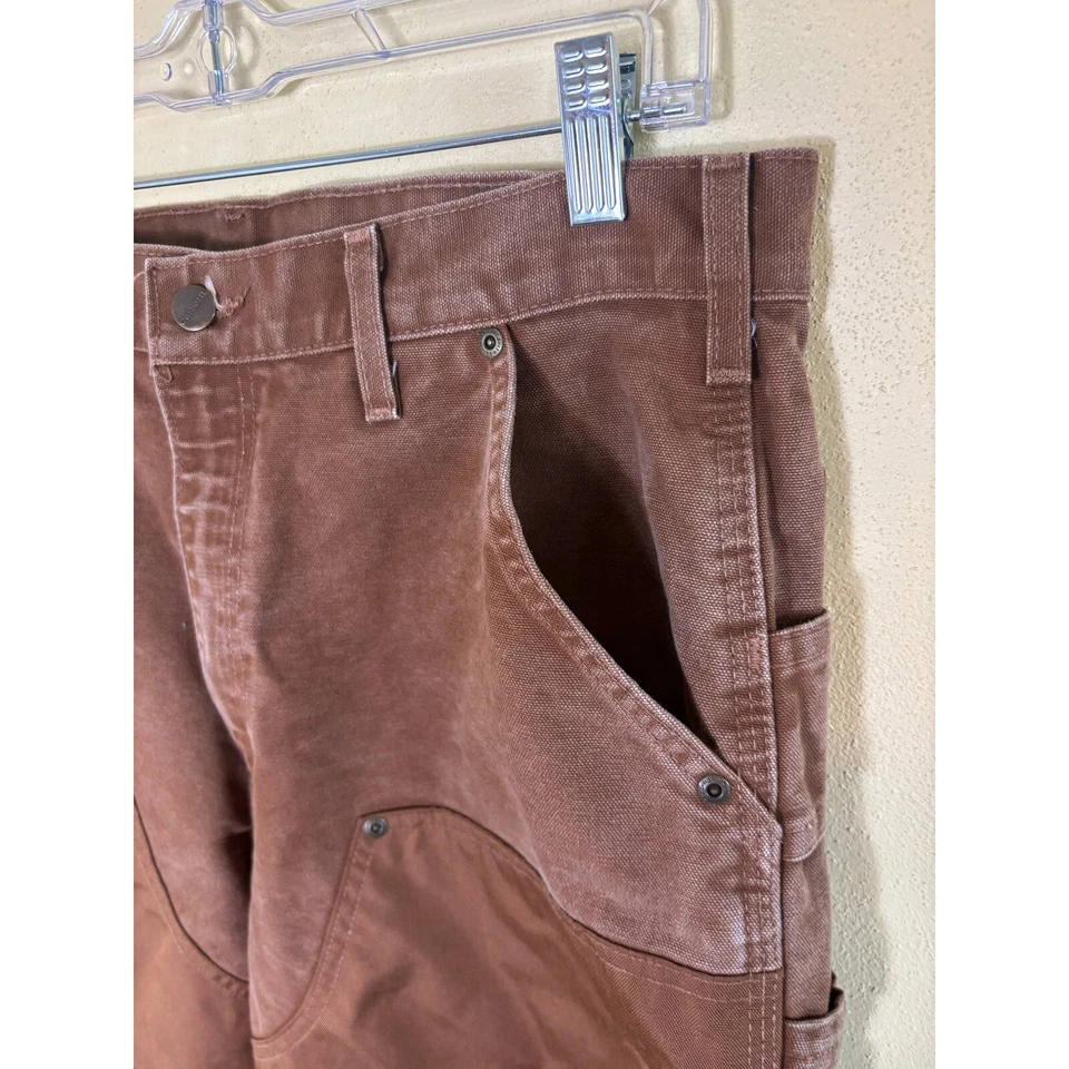 Vintage Carhartt Double Knee Pants Work Utility Brown Carpenter Pants Size 34x32 - Image 4 of 4