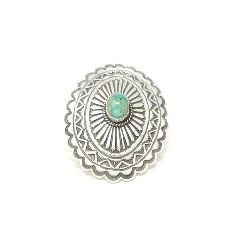 Andy Cadman Navajo Sterlingsilber großer Concho Stil Ring Iron Maiden Türkis - Bild 4 von 8