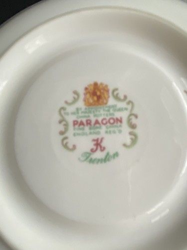 Paragon Bone China Teacup Saucer Green Parsley Pink Rose - Picture 7 of 8