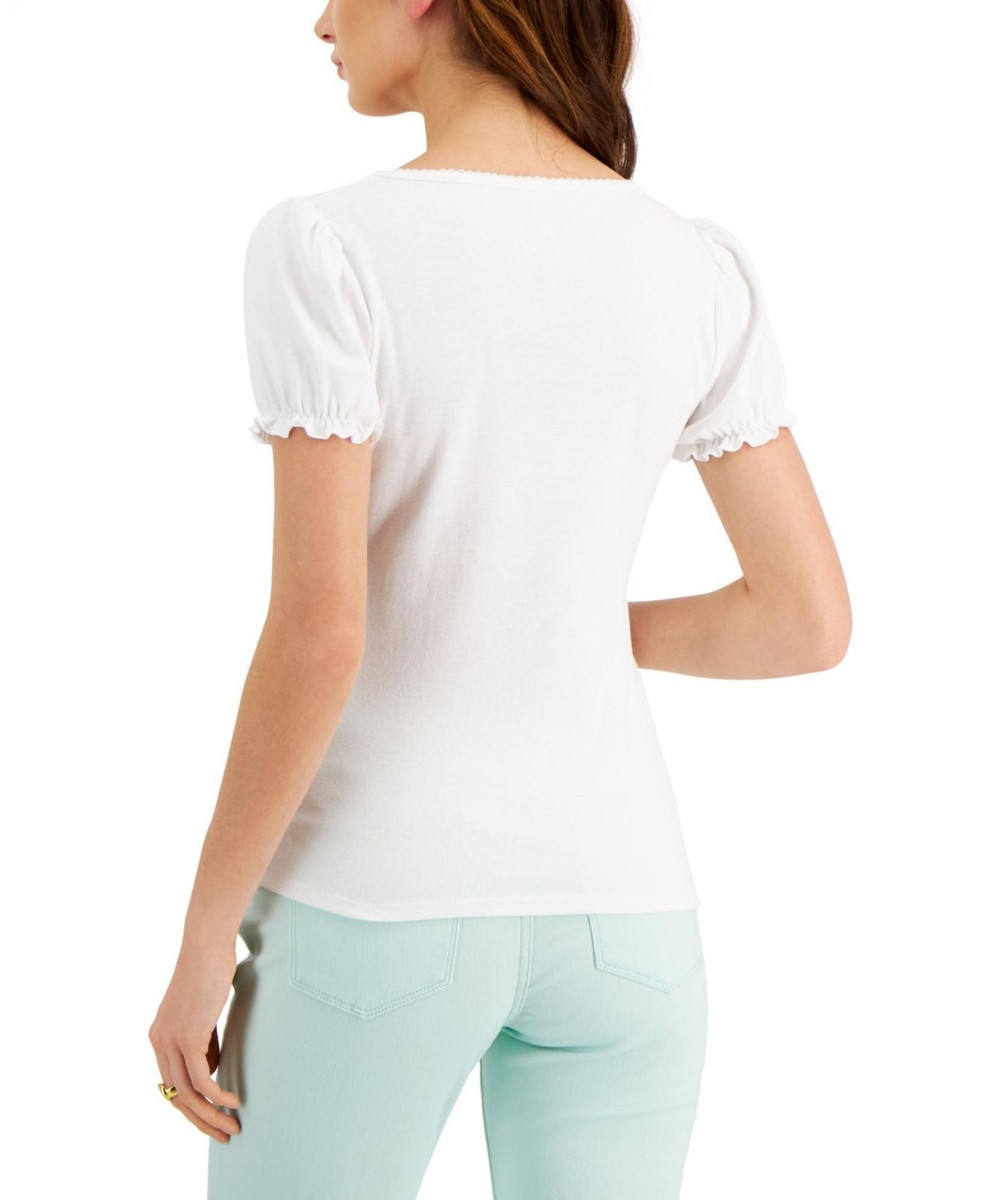 tommy Hilfiger Womens Square Puffed Sleeve Top J2BH0531 XL