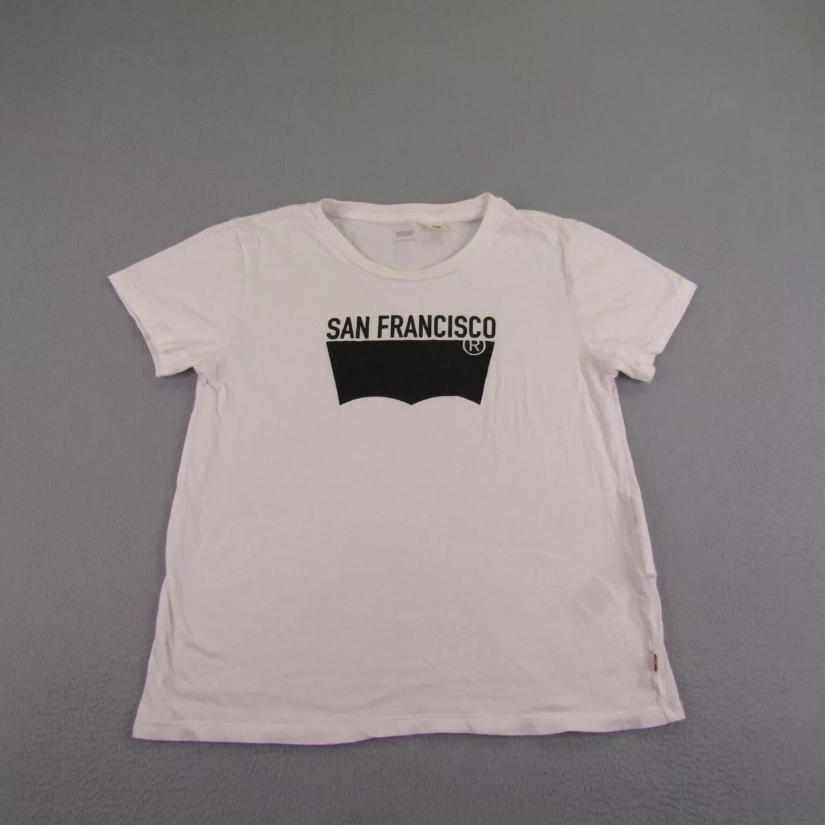 Levis Shirt Women Large White Black Graphic San Francisco Tee Red Tab Casual Top