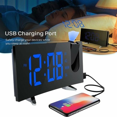 Mpow 5/" LED Display Projection Alarm Clock FM Radio Digital Snooze Alarm Clock