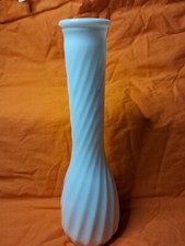 VINTAGE Milk Glass BUD VASE 9" Hoosier Swirl Pattern Made in USA 1970's