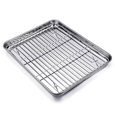 TeamFar Baking Tray and Rack Set, Stainless Steel Baking Pan Cookie Sheet with