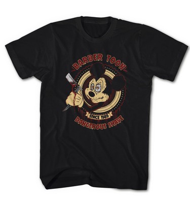 Herren T-Shirt Barber Micky Toon Dangerous shave Maus Comic  Neu S-5XL BT4216
