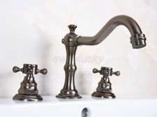 Widespread Bathroom Faucet Basin 3 Hole Vanity Sink Mixer Tap Brown Bronze