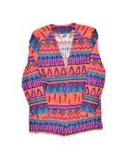 Vintage Susan Graver Jacket Womens L Striped Retro All Over Print Blazer