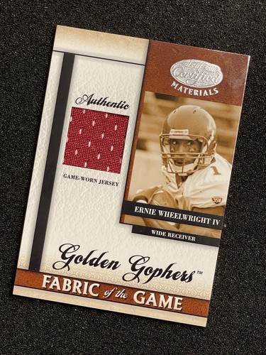 /100 2008 CERTIFIED FABRIC OF GAME Golden Gophers Ernie Wheelwright Minnesota - Picture 2 of 7
