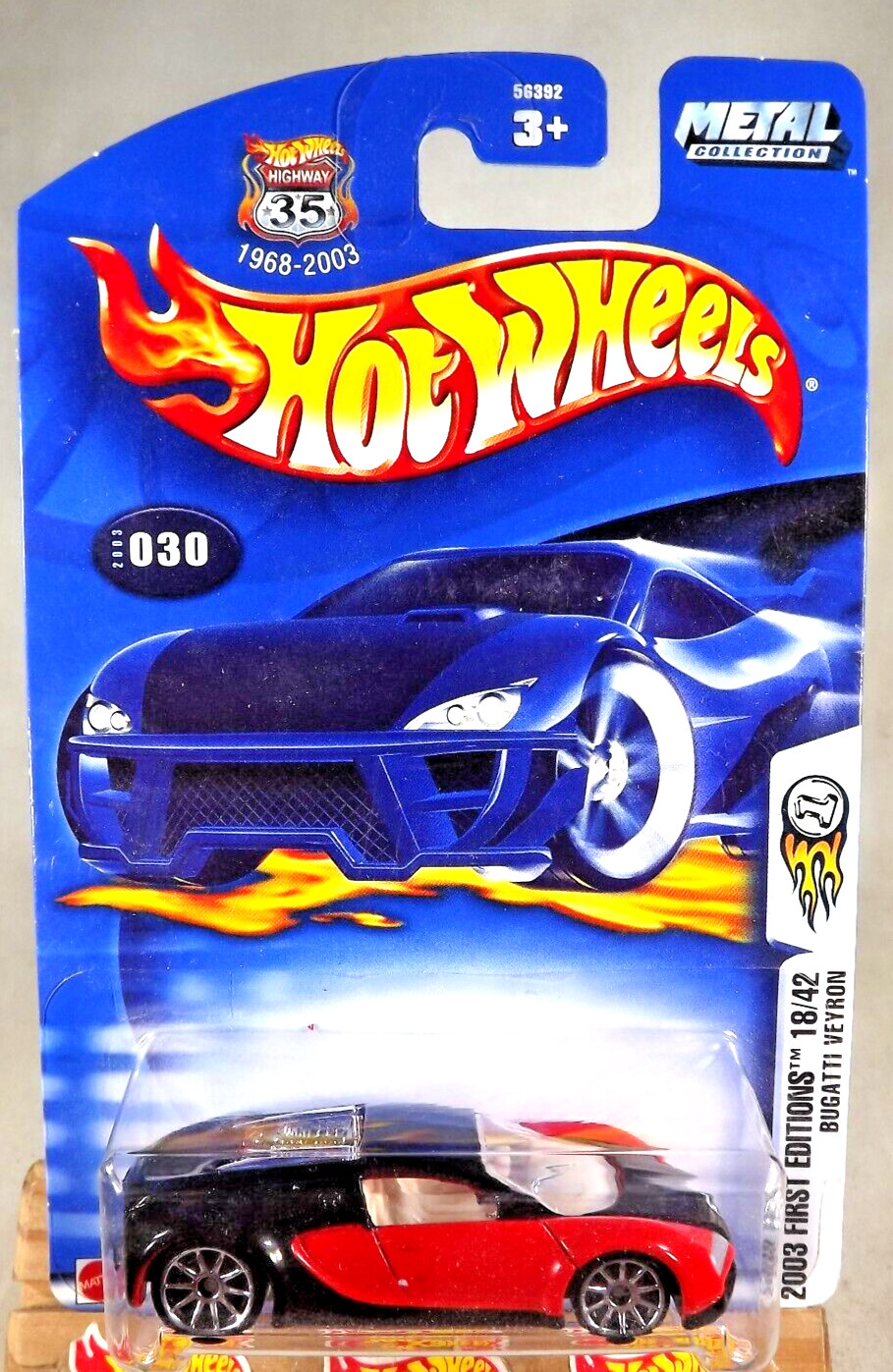 2003 Hot Wheels #30 First Editions 18/42 BUGATTI VEYRON Red w/Chrome 10 Spokes