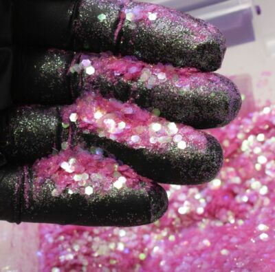 Pink Lilly Chunky Mix Glitter Metal Flake Tumbler Nail Crafts