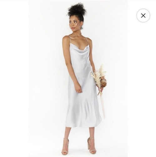 Show Me Your Mumu NWT Verona Cowl Dress Silver Luxe Satin Size XL Wedding Prom