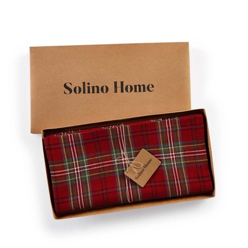 Solino Home 100% Pure Linen Table Throw for Summer - Classic Tartan Plaid - Picture 4 of 4