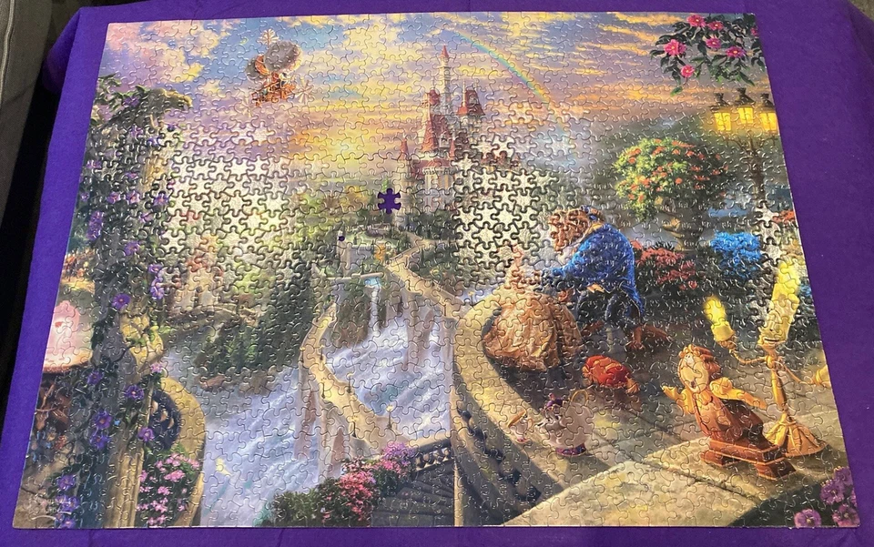 Disney Parks Thomas Kinkade Beauty & the Beast 1000 Piece Puzzle 1pc Missing - Image 4 of 4