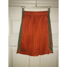 Under Armour Shorts Youth Size Medium Loose Fit Orange Green 100 Polyester