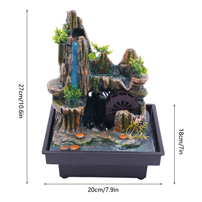 Indoor LED Waterfall Desktop Fountain Atomizer for Home Office Meditation Decor