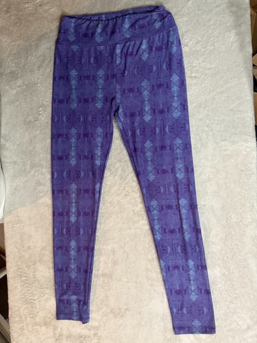 Lularoe Leggings Purple Geometric Print One Size Stretchy Comfy Yoga Gym 411 - Picture 2 of 9